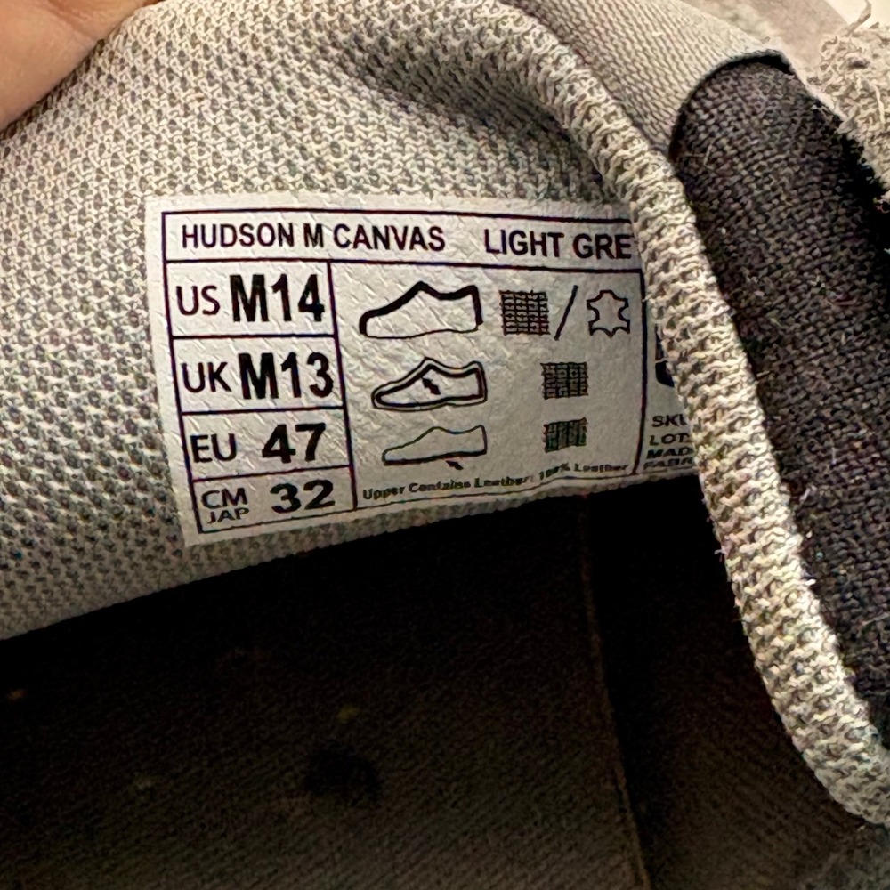 Hey Dude Hudson M Canvas Light Grey Men Sneakers Low Top Slip On Shoes Size 14 - Picture 5 of 10